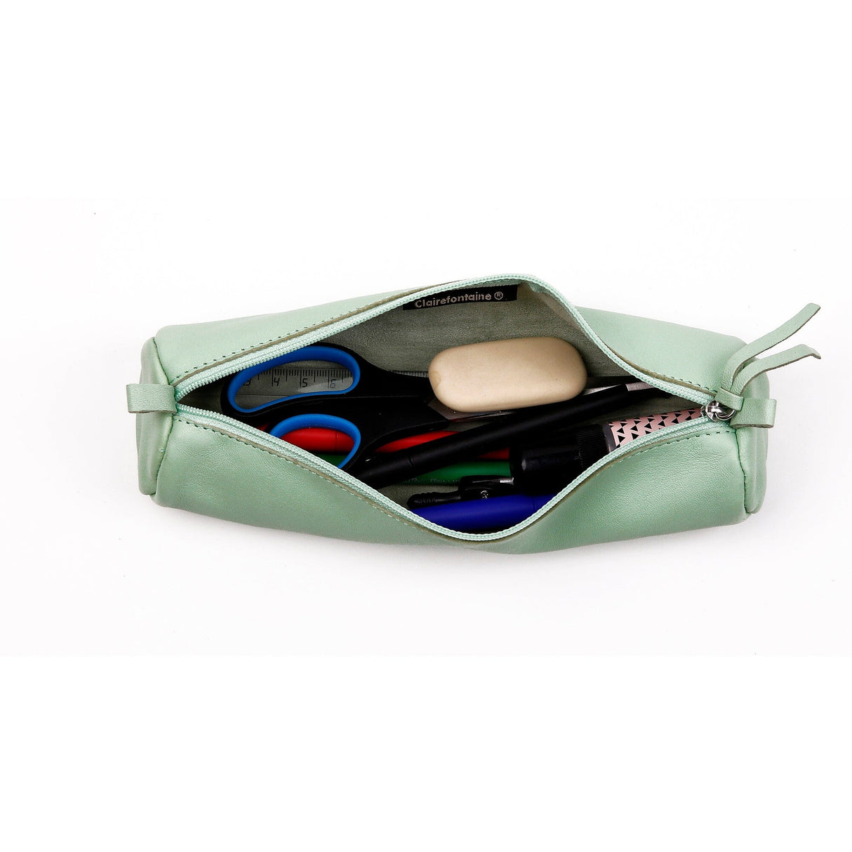 Penar Rhodiarama, rotund, piele naturala, 5.5 x 22 x 5.5 cm, Pistachio Green Penar Rhodia