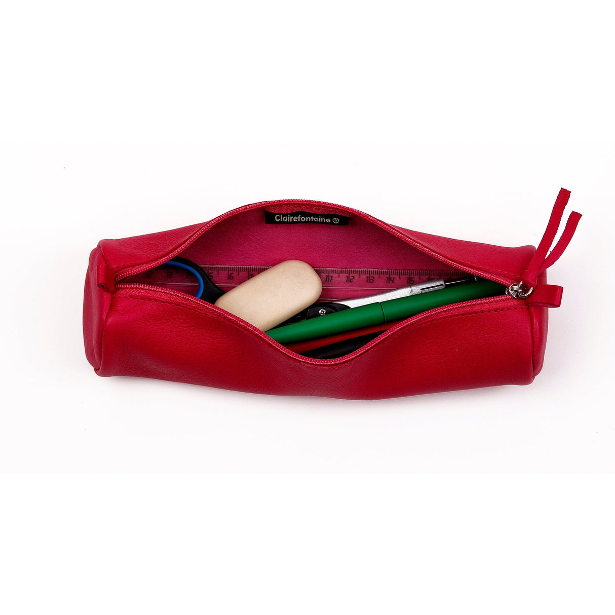 Penar Rhodiarama, rotund, piele naturala, 5.5 x 22 x 5.5 cm, Raspberry Penar Rhodia