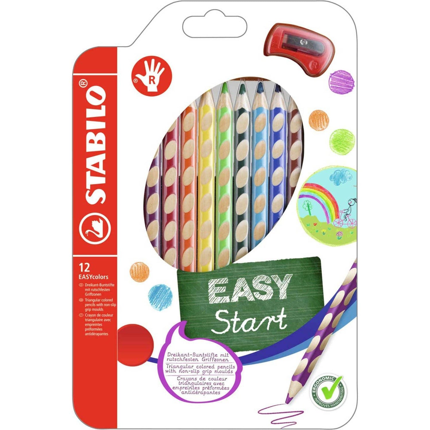 Creioane colorate STABILO EasyColors pt dreptaci 12 culori/set Creioane colorate Stabilo