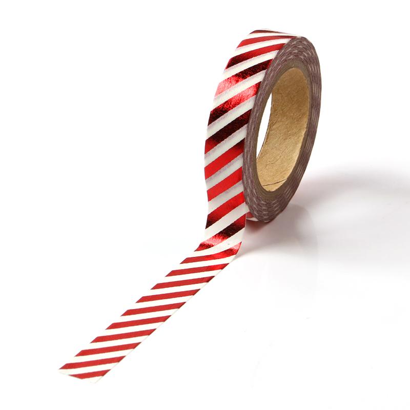 Banda Washi - Alba Model Dungi Rosu Metalizat Banda Washi Paperie.ro