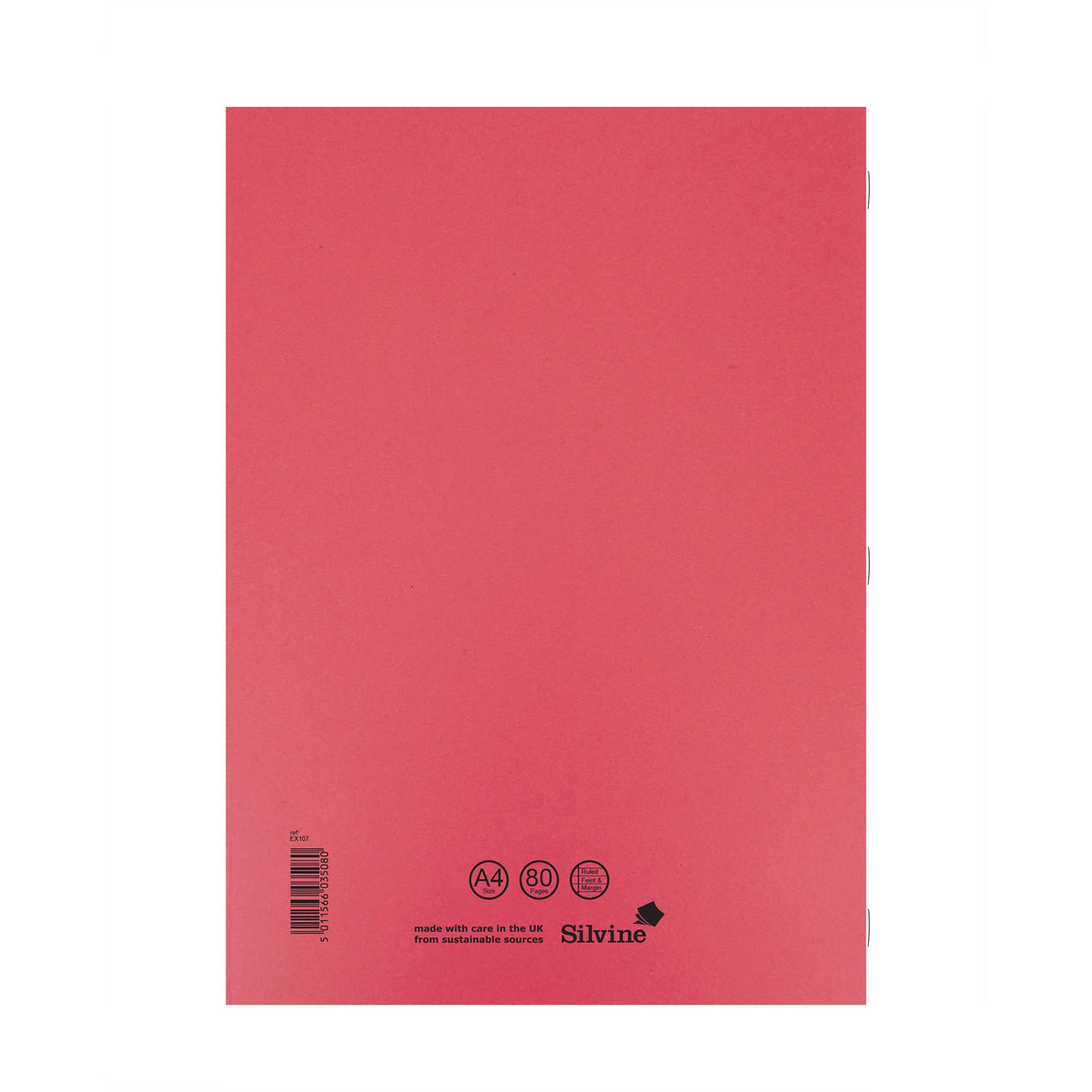 Caiet studentesc Silvine 40 de file dictando, 75g/mp, cu margine de 8mm si coperta rosie Caiet Paperie.ro