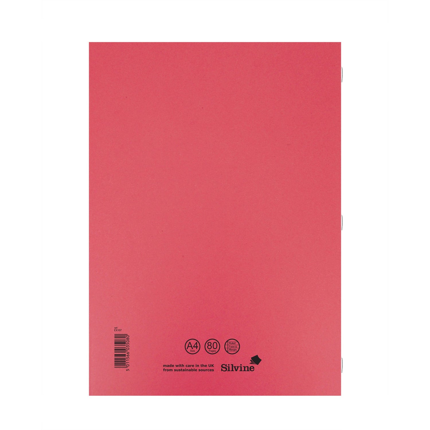 Caiet studentesc Silvine 40 de file dictando, 75g/mp, cu margine de 8mm si coperta rosie Caiet Paperie.ro