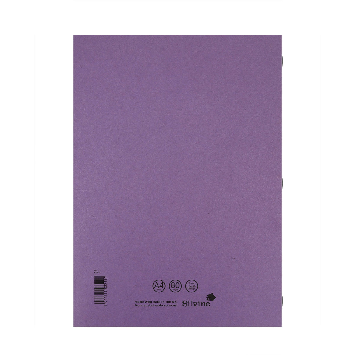 Caiet studentesc Silvine 40 de file dictando, 75g/mp, cu margine de 8mm si coperta mov Caiet Paperie.ro