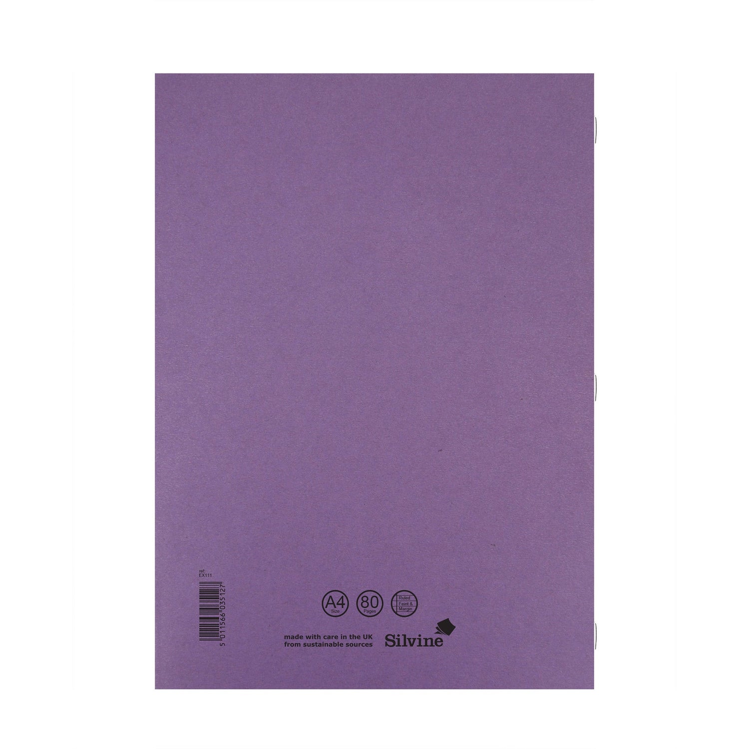 Caiet studentesc Silvine 40 de file dictando, 75g/mp, cu margine de 8mm si coperta mov Caiet Paperie.ro