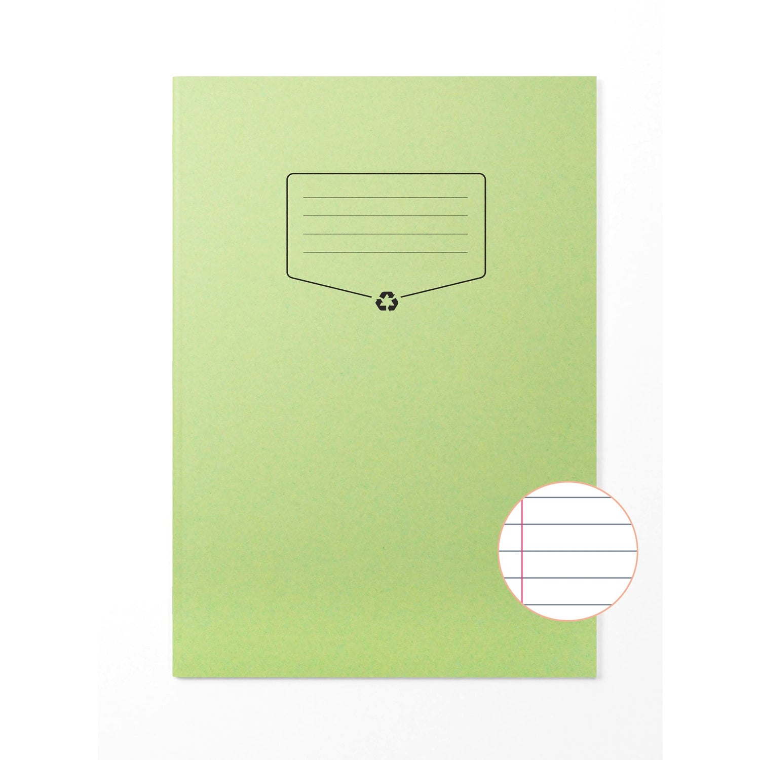 Caiet A4 studentesc din hartie reciclata Silvline 32 de file, 100% din hartie reciclata, cu margine de 8mm si coperta verde Caiet Paperie.ro