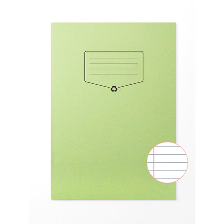Caiet A4 studentesc din hartie reciclata Silvline 32 de file, 100% din hartie reciclata, cu margine de 8mm si coperta verde Caiet Paperie.ro