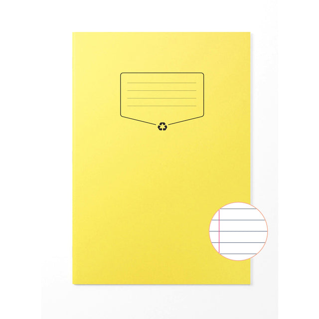 Caiet A4 studentesc din hartie reciclata Silvline 32 de file, 100% din hartie reciclata, cu margine de 8mm si coperta galbena Caiet Paperie.ro