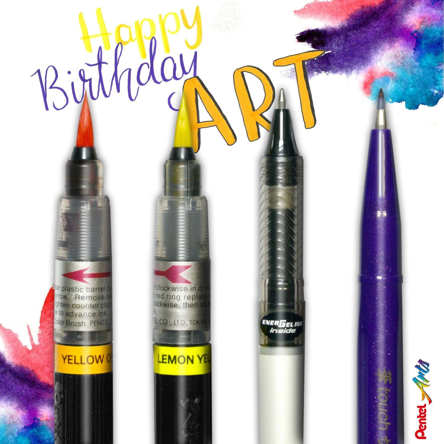 Pensula Pentel colorata maro inchis Paperie.ro