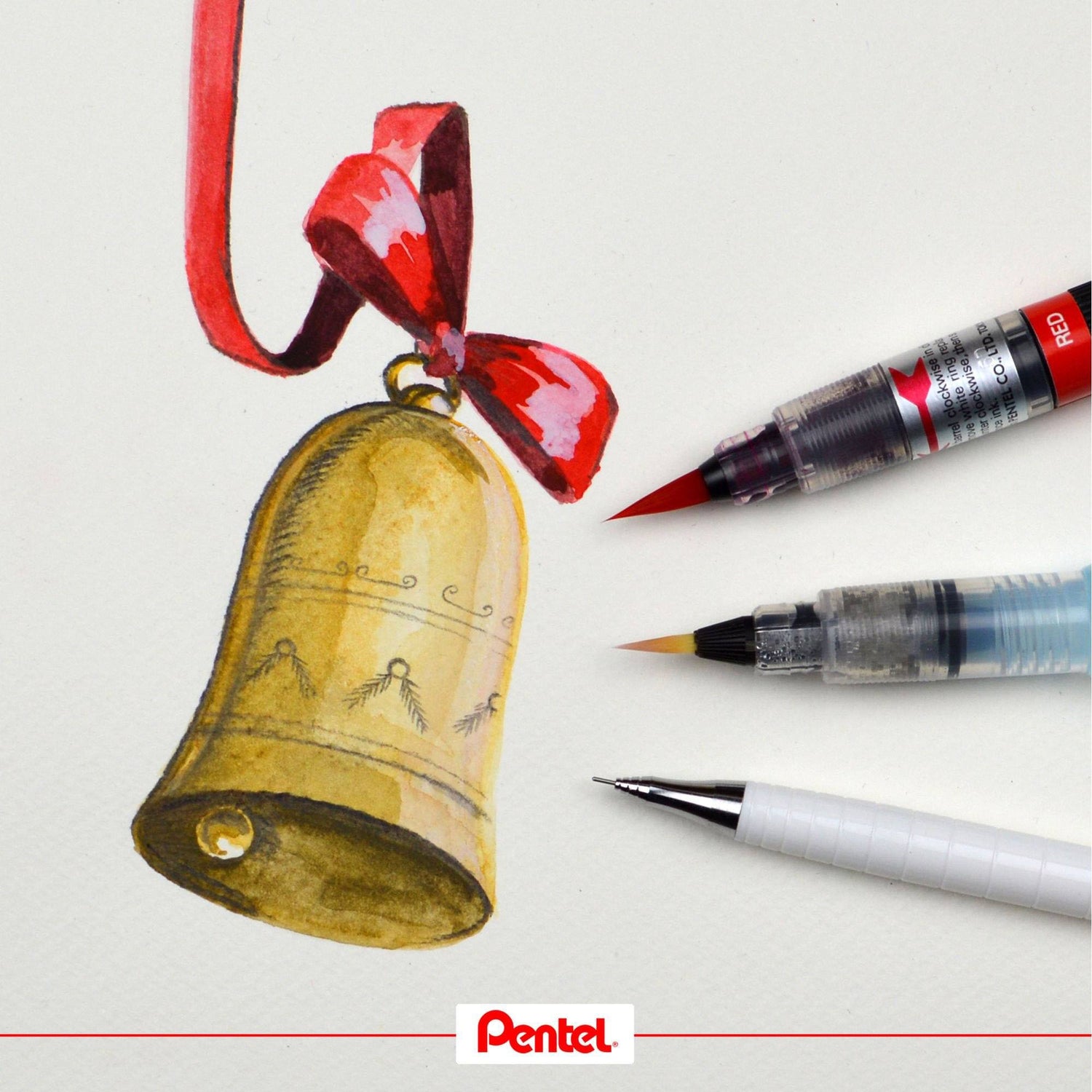 Pensula Pentel colorata maro inchis Paperie.ro