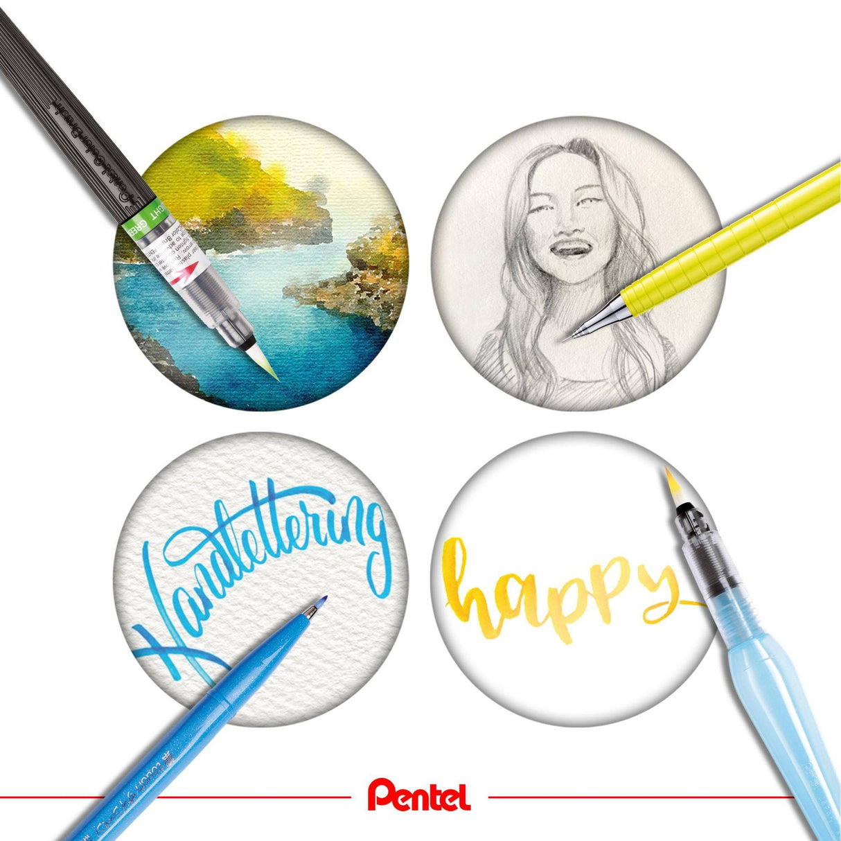 Pensula cu apa pentel Aquabrush, varf rotund mediu, rezervor 7 ml Paperie.ro