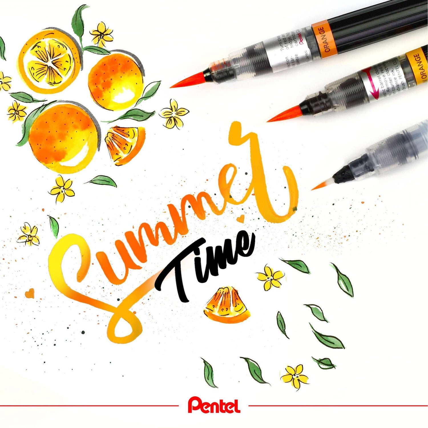 Pensula Pentel colorata rosu Paperie.ro