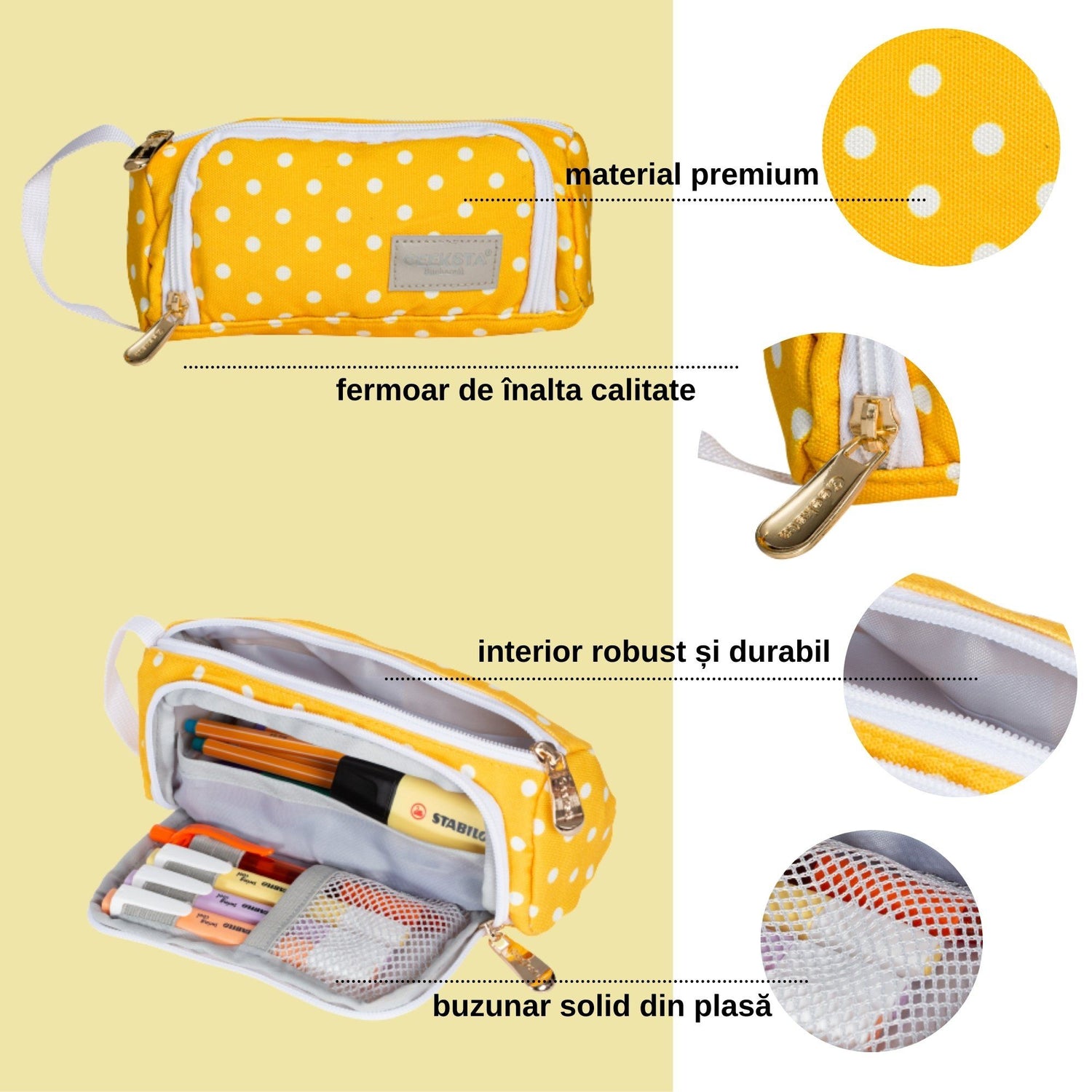 Penar Geeksta Design 9 Galben/buline albe Penar Geeksta