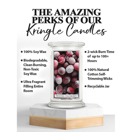 Lumanare parfumata Kringle Candle, 624 g, 2 fitiluri, Frosted Cranberry Lumanare parfumata Kringle Candle