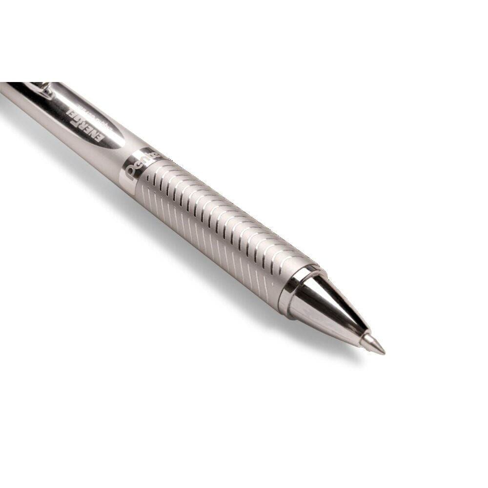 Roller cu gel Pentel EnerGel Sterling, 0.7 mm, cu mecanism, mina neagra, corp metalic argintiu Rollere cu gel Pentel