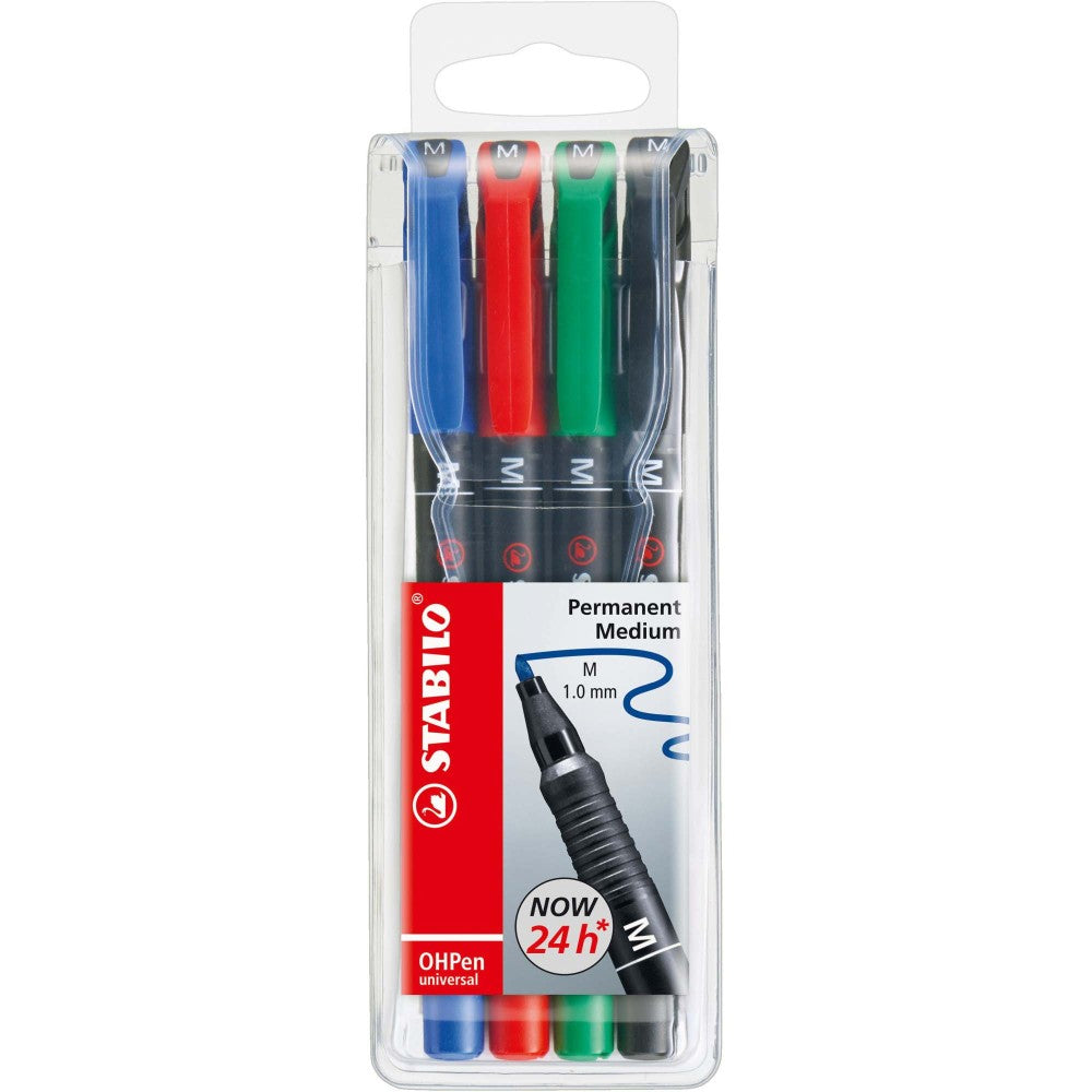 Marker universal permanent Stabilo OHPen, M, 4 culori / set Marker permanent Stabilo