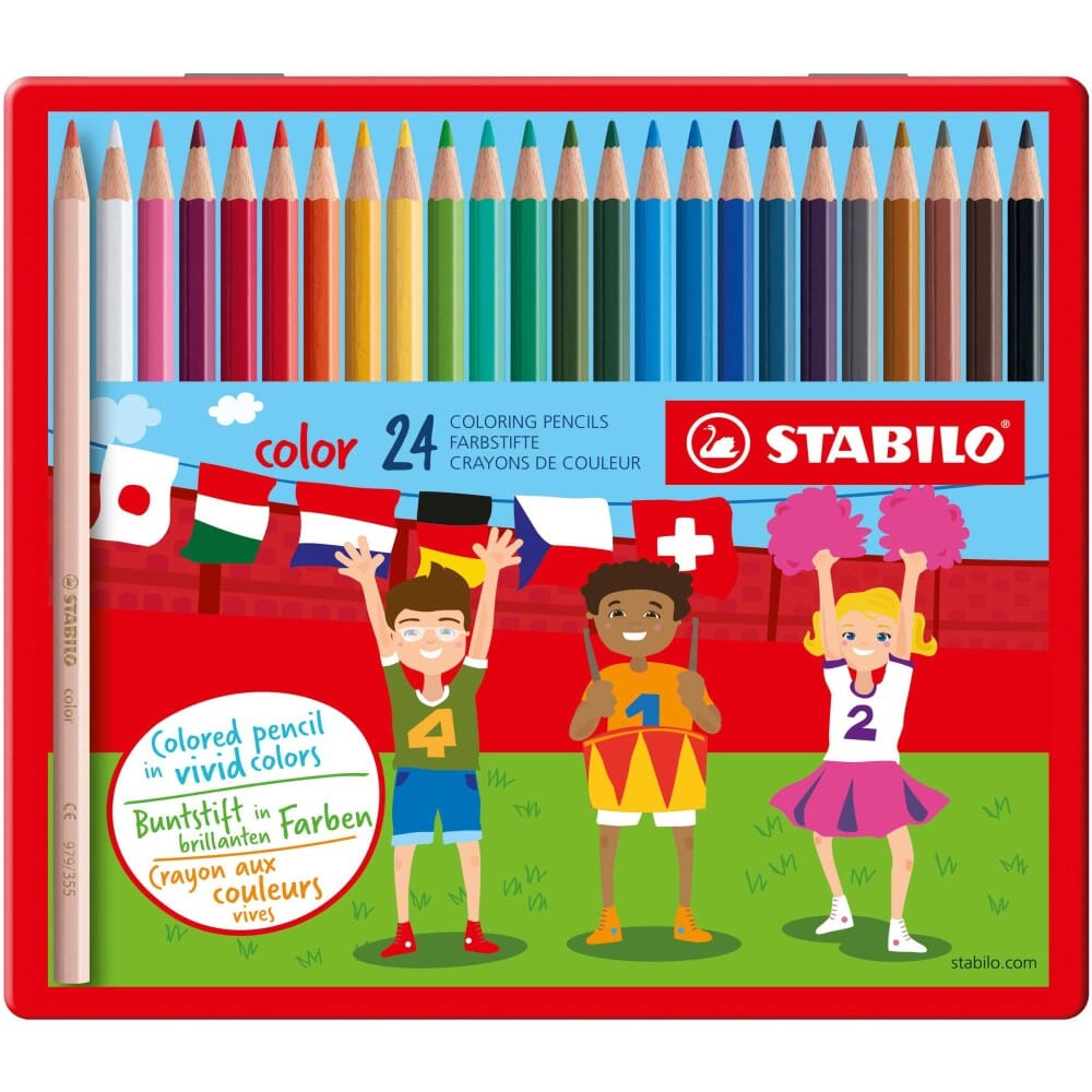 Creioane colorate Stabilo Color, 24 culori / set, cutie metalica Creioane colorate Stabilo