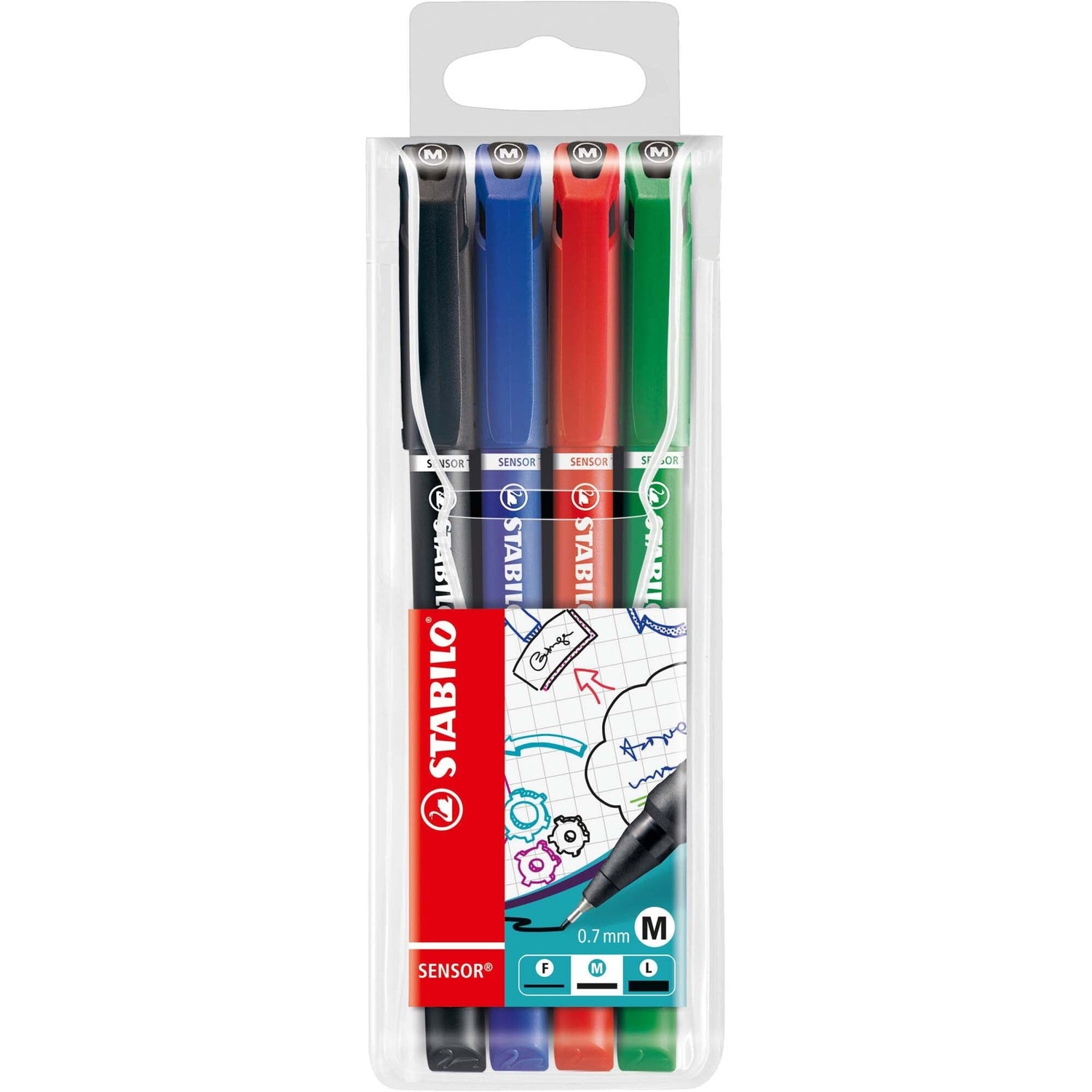 Fineliner Stabilo Sensor, M, 4 culori / set Finelinere Stabilo