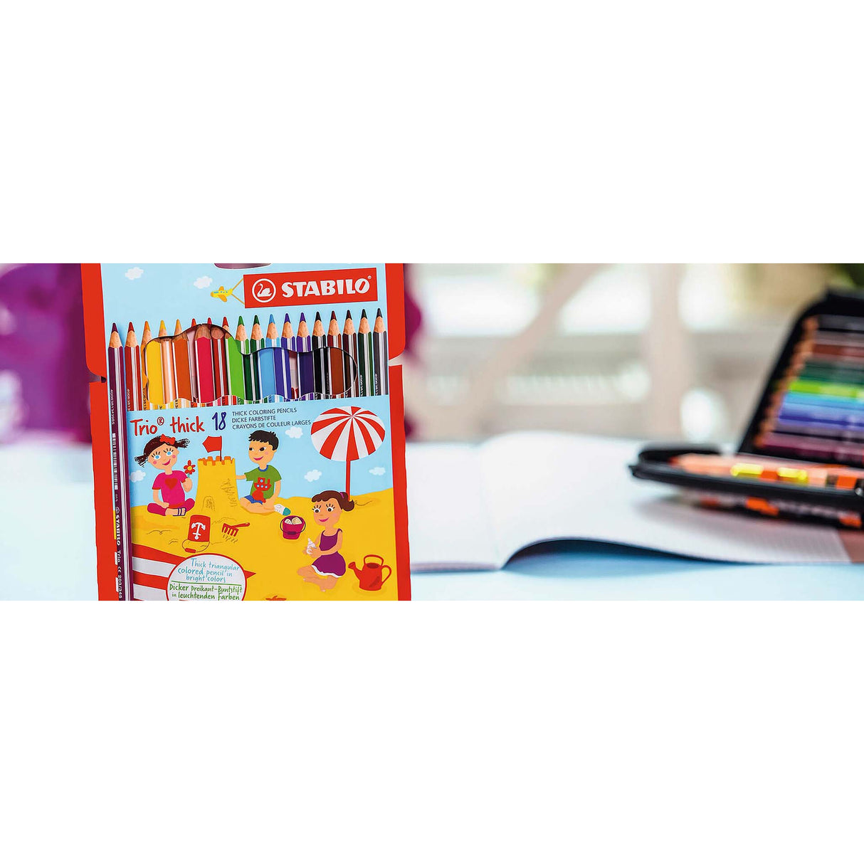 Creioane colorate Stabilo Trio Thick 12 culori/set+ascutitoare Creioane colorate Stabilo