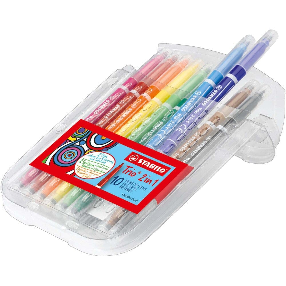 Carioca Stabilo Trio 2 in 1, 10 culori / set, etui plastic Carioci Stabilo