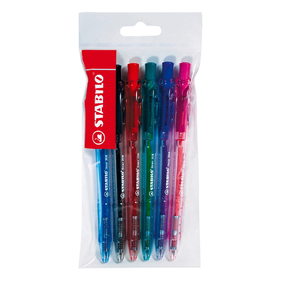 Pix cu mecanism Stabilo Liner 308, M, 6 culori / set Pixuri colorate Stabilo