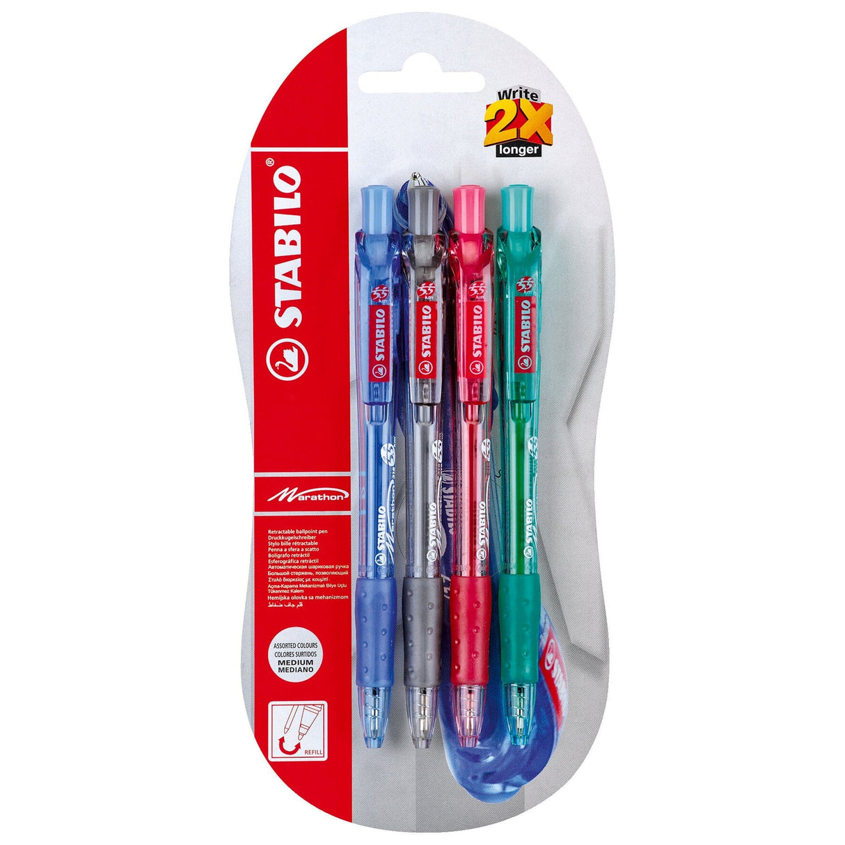 Pix cu mecanism Stabilo Marathon 318, M, 4 culori / set Pixuri colorate Stabilo