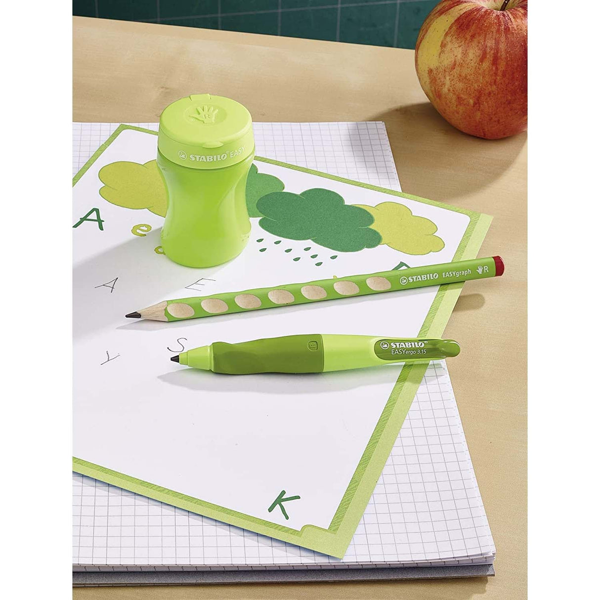 Ascutitoare Stabilo EASYsharpener, pentru dreptaci, dubla, cu container, verde Accessorii Birou Stabilo