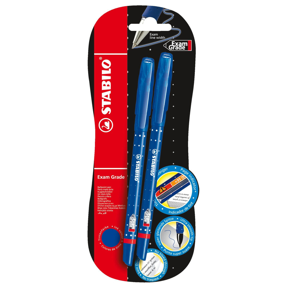 Pix fara mecanism Stabilo Exam Grade, G, 2 bucati / set, albastru Pixuri colorate Stabilo