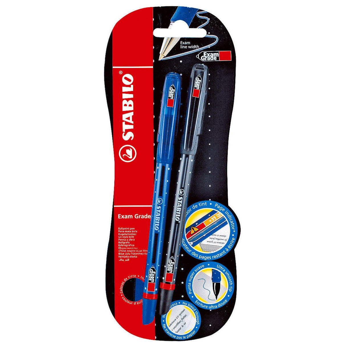 Pix fara mecanism Stabilo Exam Grade, G, 2 culori / set, albastru, negru Pixuri colorate Stabilo