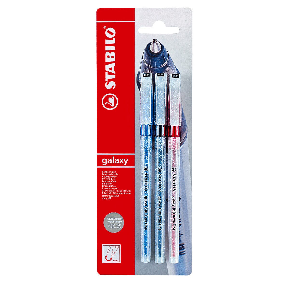 Pix fara mecanism Stabilo Galaxy 818, M, 3 culori / set Pixuri colorate Stabilo