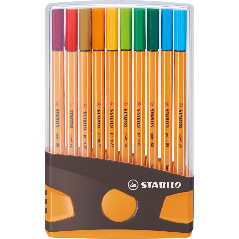 Fineliner Stabilo Point 88, 20 culori / set, ColorParade, cu suport gri / portocaliu Finelinere Stabilo