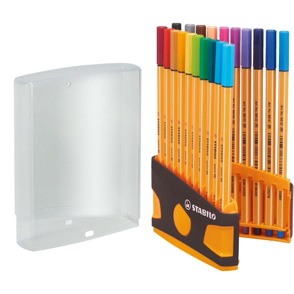 Fineliner Stabilo Point 88, 20 culori / set, ColorParade, cu suport gri / portocaliu Finelinere Stabilo