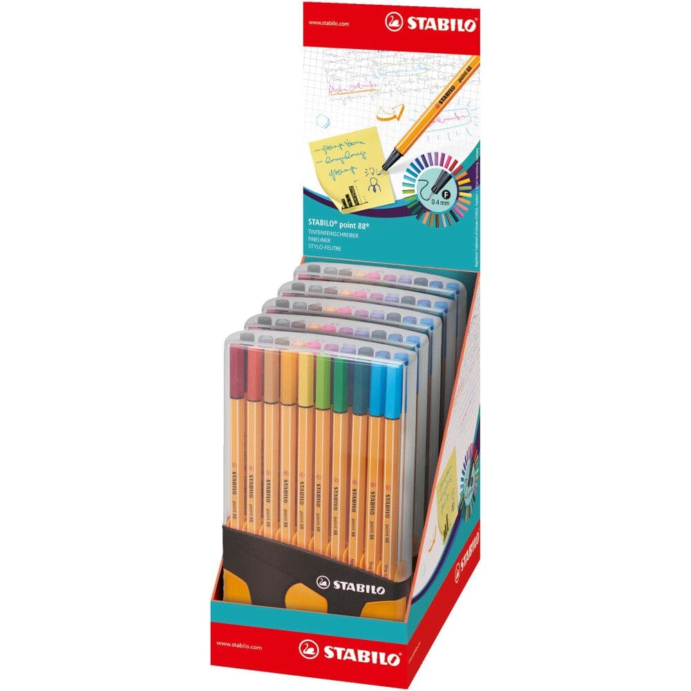 Fineliner Stabilo Point 88, 20 culori / set, ColorParade, cu suport gri / portocaliu Finelinere Stabilo
