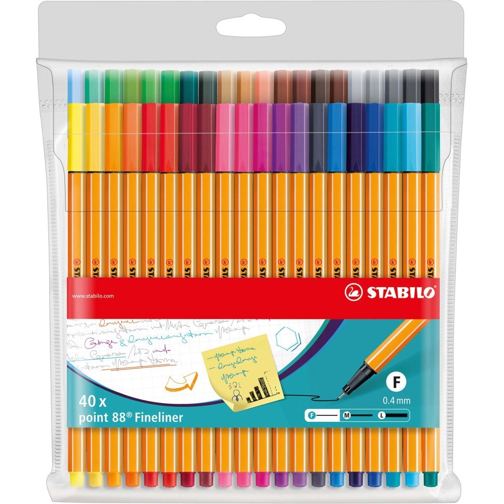 Fineliner Stabilo Point 88, 40 culori / set Fineliner Stabilo