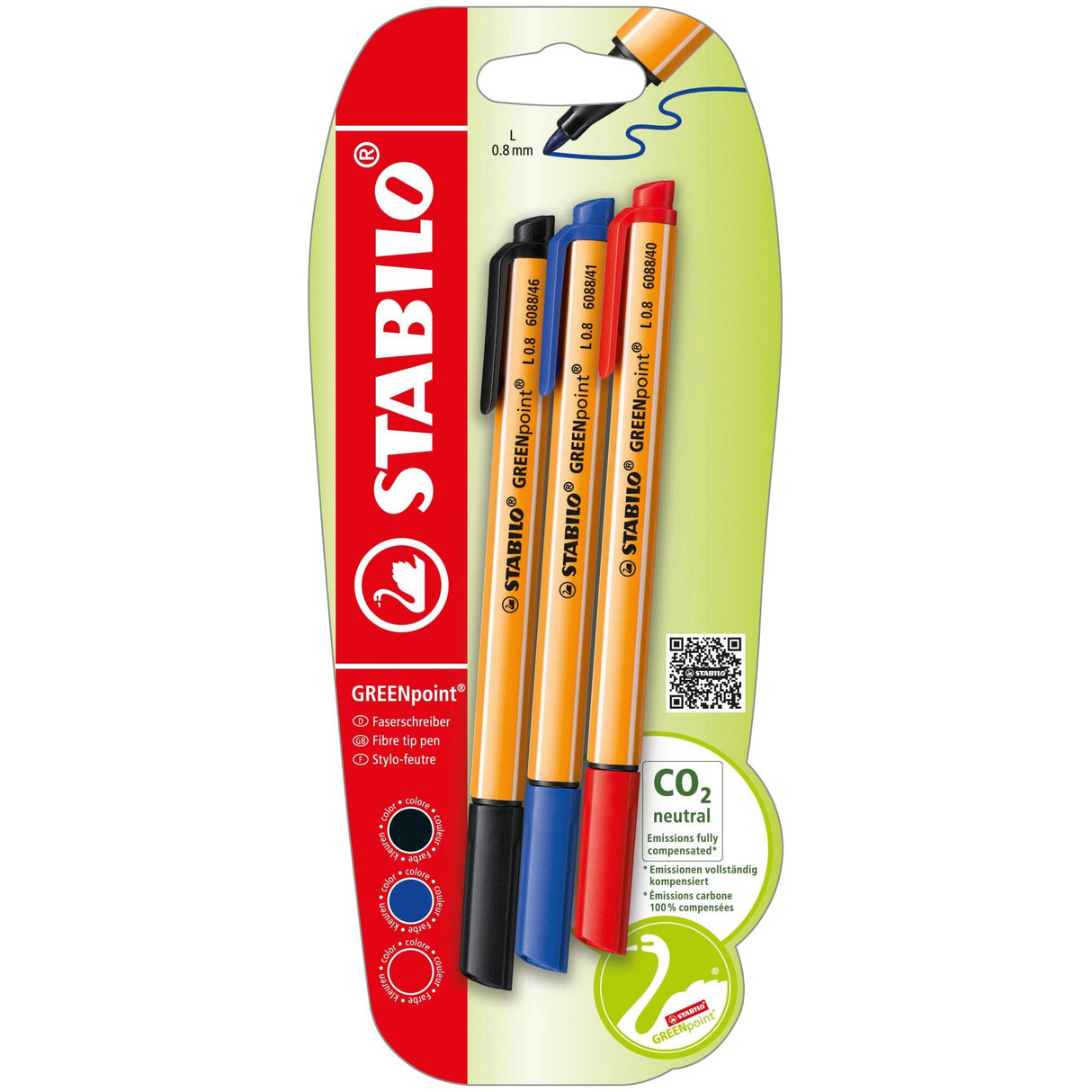 Marker Stabilo GREENpoint, set 3 culori / set Markere Stabilo