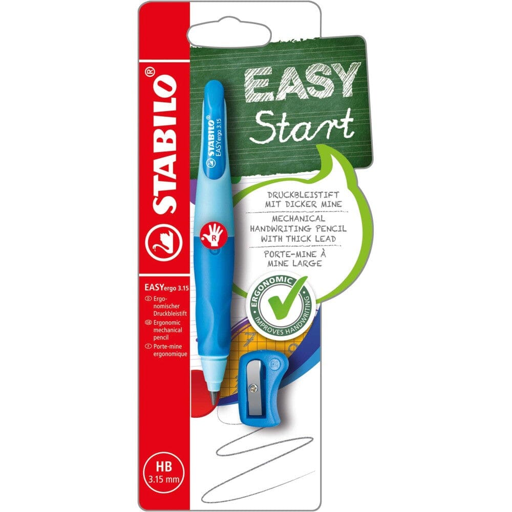 Creion mecanic Stabilo EASYergo 3.15, pentru dreptaci, bleu / albastru, cu ascutitoare Creioane mecanice Stabilo