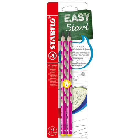 Creion grafit Stabilo EASYgraph, HB, pentru stangaci, roz, set 2 bucati / blister Creioane grafit Stabilo
