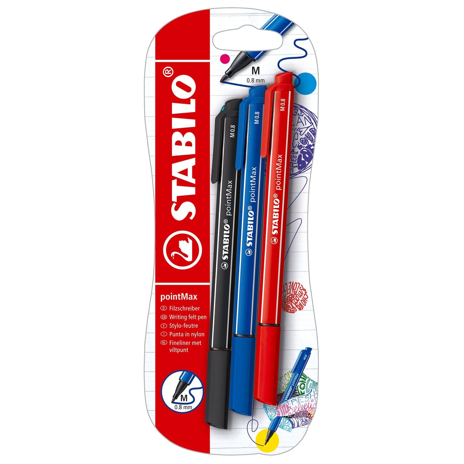 Fineliner Stabilo PointMax, 3 culori / set Finelinere Stabilo