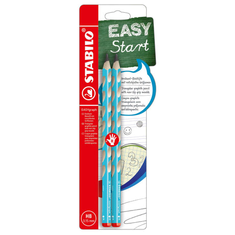 Creion grafit Stabilo EASYgraph, HB, pentru dreptaci, blue, set 2 bucati / blister Creioane grafit Stabilo
