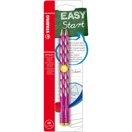Creion grafit Stabilo EASYgraph S, HB, pentru stangaci, roz, set 2 bucati / blister Creioane grafit Stabilo