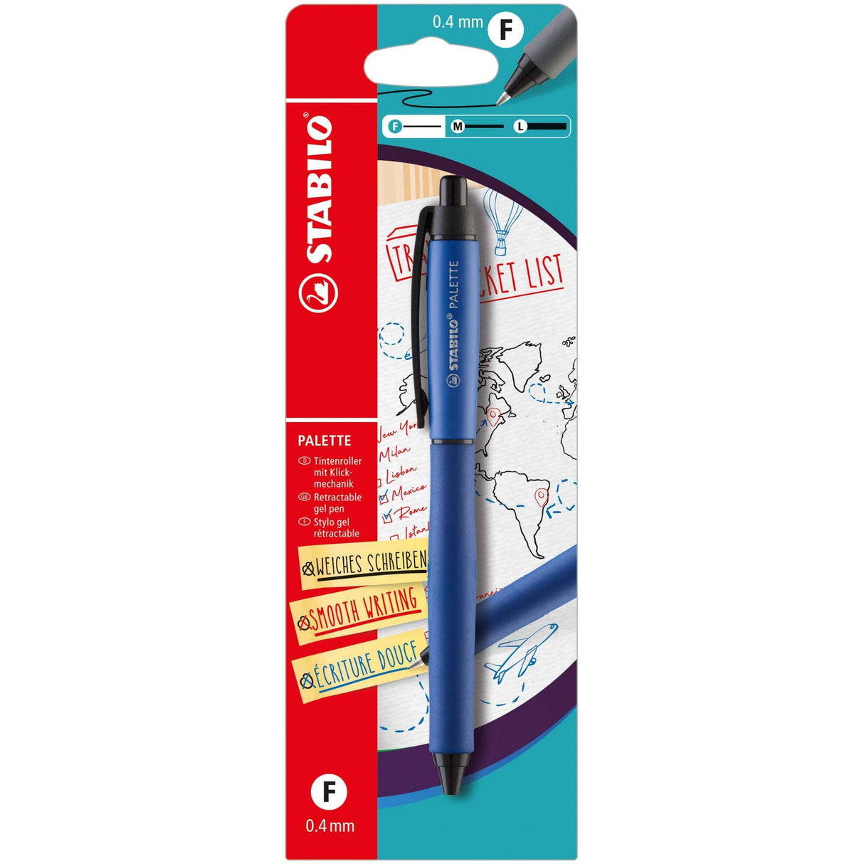 Roller cu gel Stabilo Palette, F, cu mecanism, albastru Rollere cu gel Stabilo