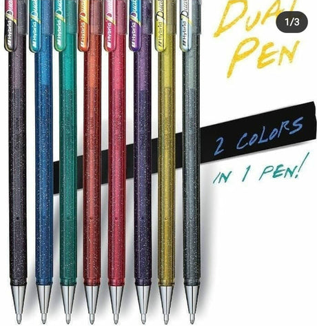 Roller cu Gel Pentel Hybrid Duo vopsea metalizata+gel 4 culori/set ROLLERE CU GEL Pentel