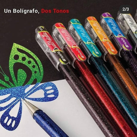 Roller cu Gel Pentel Hybrid Duo vopsea metalizata+gel 4 culori/set ROLLERE CU GEL Pentel