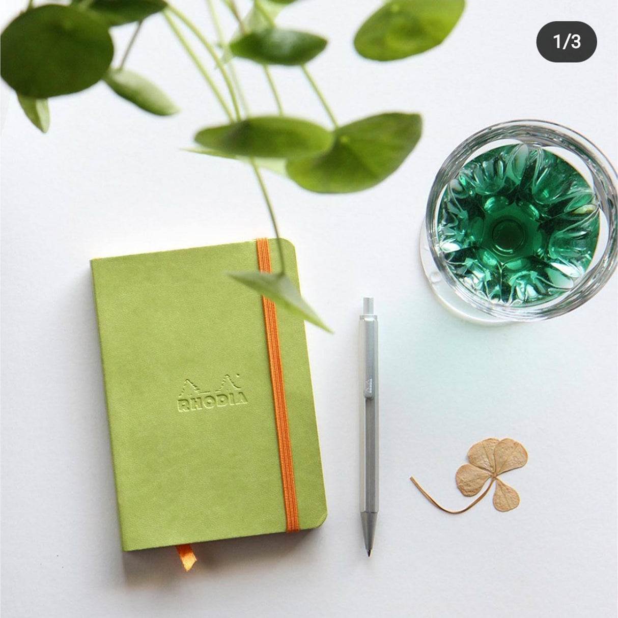 Agenda A5 192 pagini Rhodia verde lime, dictando, coperta rigida Agenda Rhodia