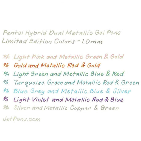 Roller cu Gel Pentel Hybrid Duo vopsea metalizata+gel 4 culori/set ROLLERE CU GEL Pentel