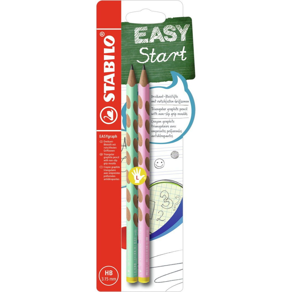 Creioane grafit Stabilo EasyGraph HB pt stangaci 2 buc/set verde/roz pastelate Creioane grafit Stabilo