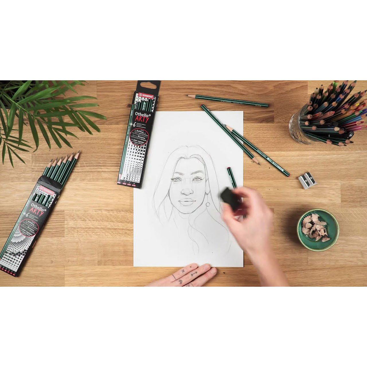 Set creioane grafit Stabilo Othello Arty 2B, B, HB, F, H, 2H Creioane grafit Stabilo