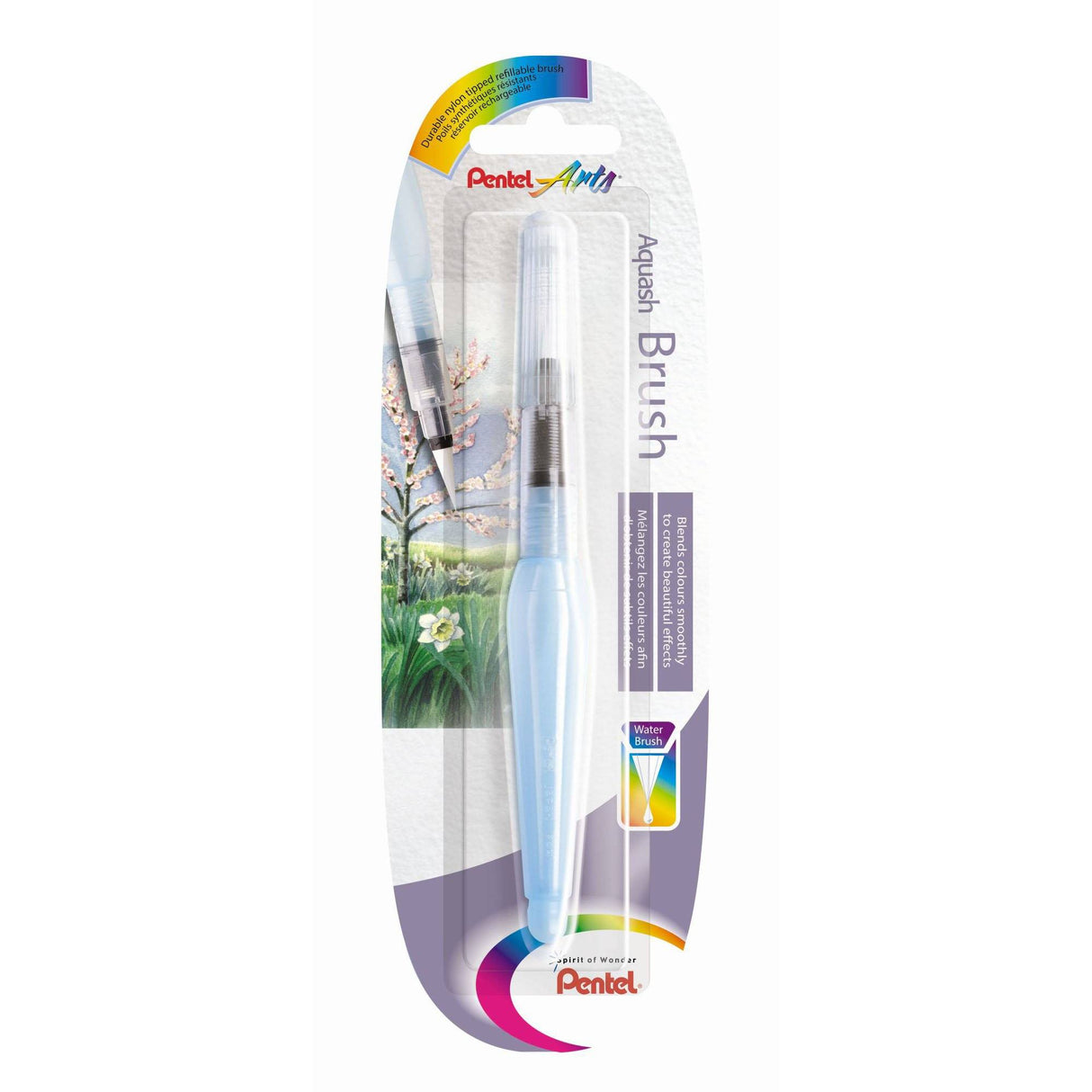 Pensula cu apa pentel Aquabrush, varf rotund mediu, rezervor 7 ml Paperie.ro