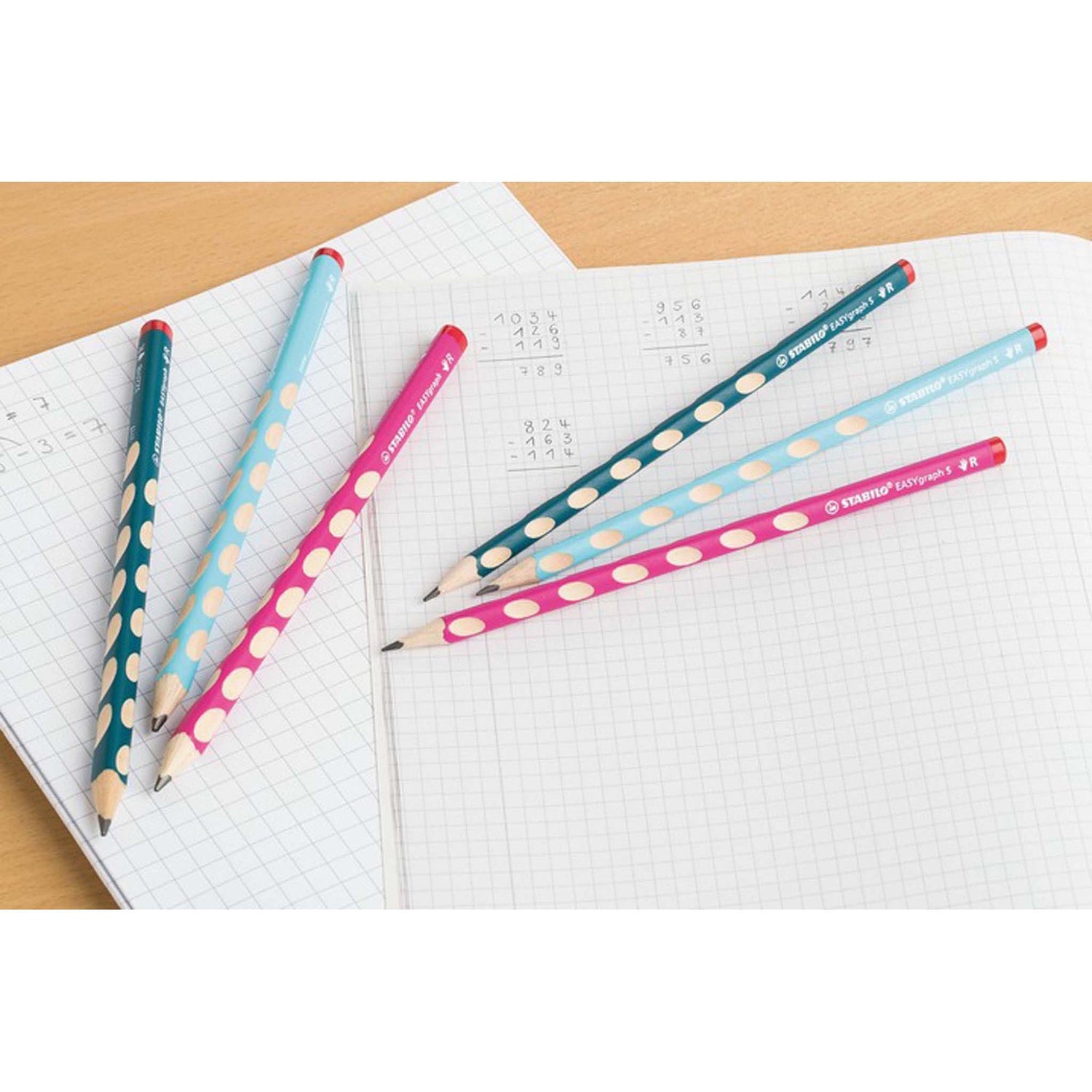 Creion grafit Stabilo EASYgraph, HB, pentru stangaci, roz, set 2 bucati / blister Creioane grafit Stabilo