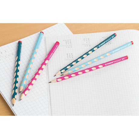 Creion grafit Stabilo EASYgraph, HB, pentru stangaci, bleu, set 2 bucati / blister Creioane grafit Stabilo