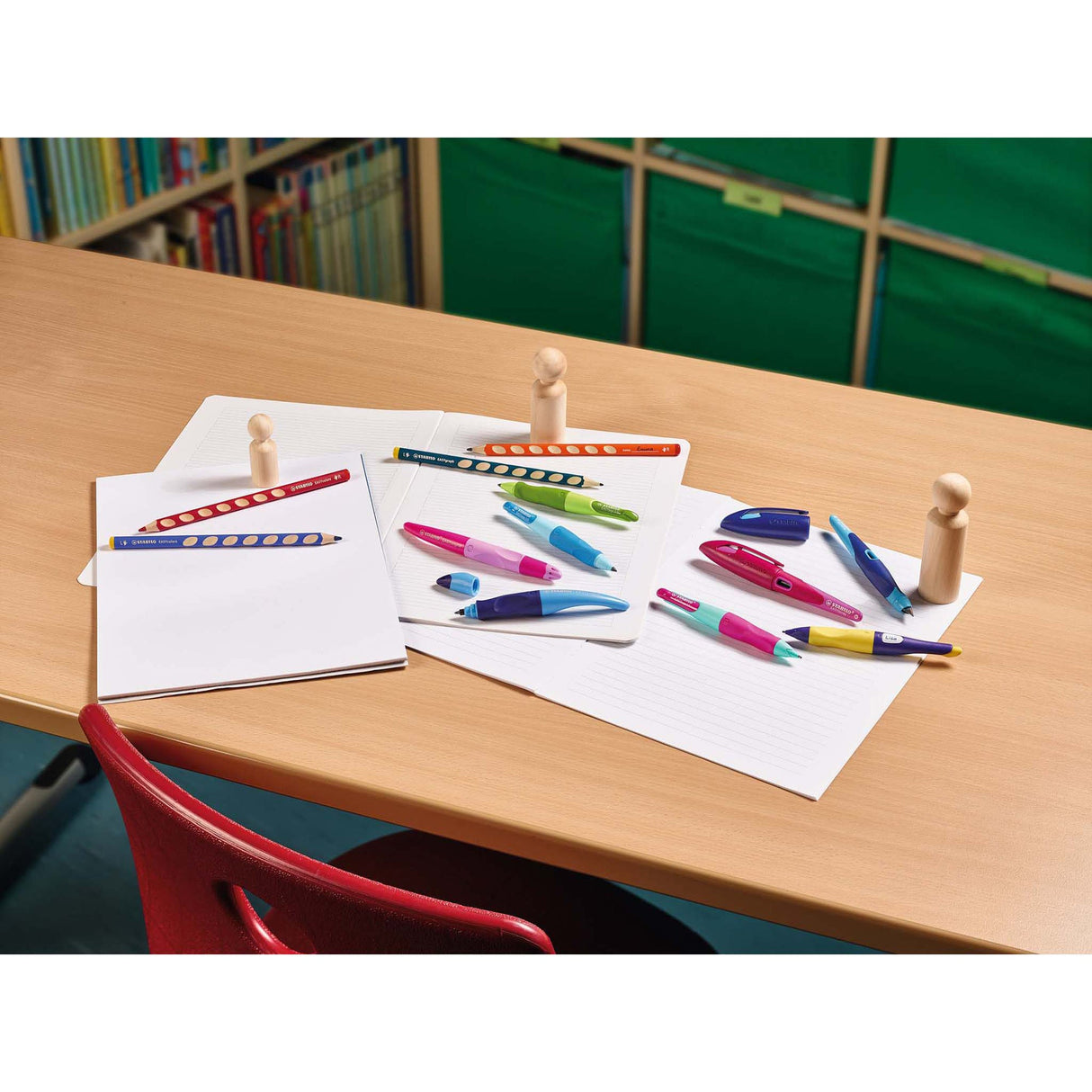 Creion grafit Stabilo EASYgraph S, HB, pentru stangaci, bleu, set 2 bucati / blister Creioane grafit Stabilo